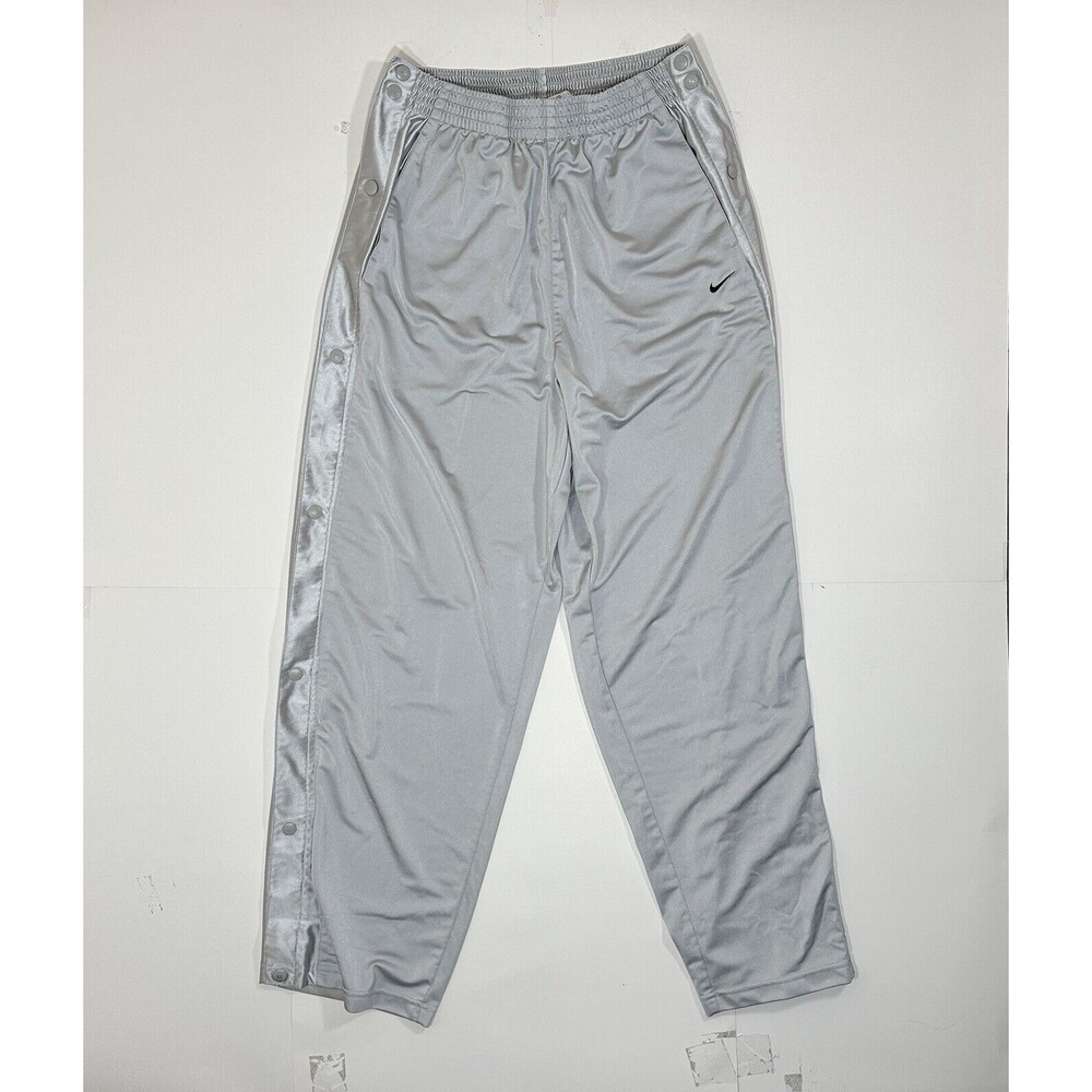 Vintage Nike Track Pants Mens XXL Gray Snap Off Button Swoosh Y2K Activewear 90s